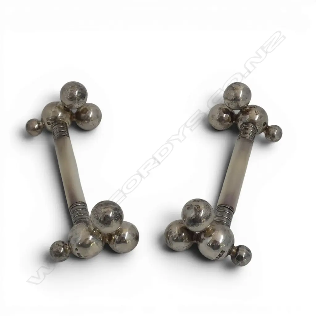 Sheffield 1915 PR SILVER MOUNTED & mother of pearl KNIFE RESTS. Hallamrked Image 1++