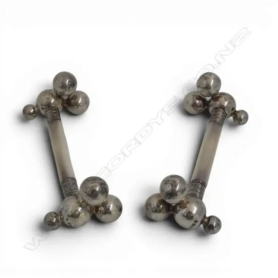Sheffield 1915 PR SILVER MOUNTED & mother of pearl KNIFE RESTS. Hallamrked