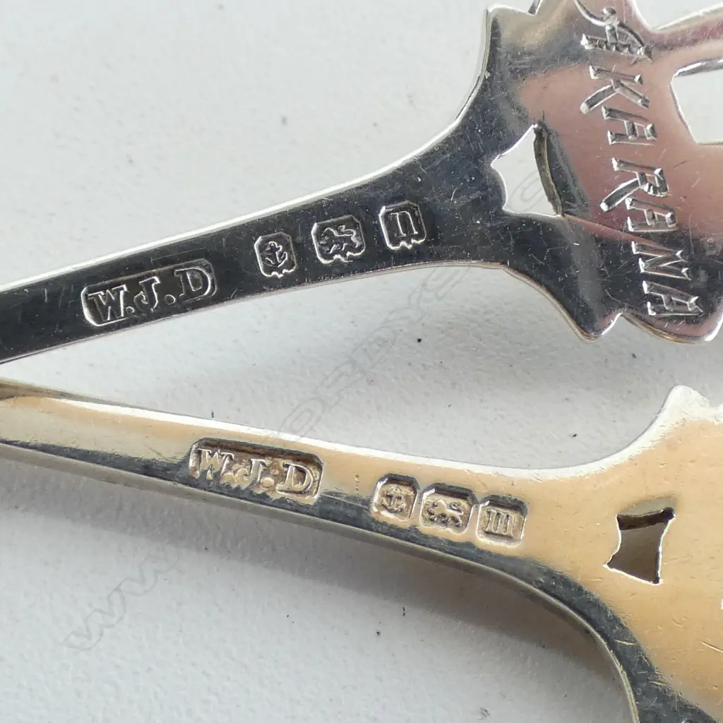 PR S/SIVER TEASPOONS WITH SOLDIER HOLDING RIFLE ENGAVED AKARANA POSSIBLY AKARANA RIFLE CLUB AUCKLAND  1912 28.8GMS Image 1++