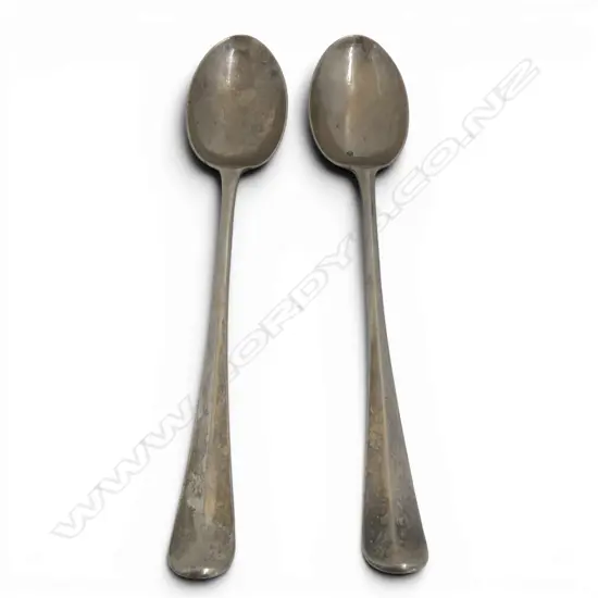 PAIR SILVER PLATE SERVING SPOONS RAT TAIL PATTERN L.320mm