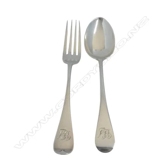 VICTORIAN S/SILVER SPOON & FORK EXETER 1868  MAKER THOMAS HART STONE 91.2