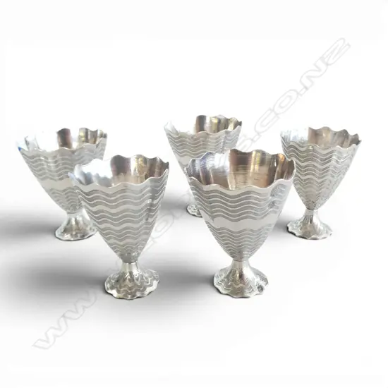 5 OTTOMAN EMPIRE 900 SILVER ZARF CUPS 179.4 GMS