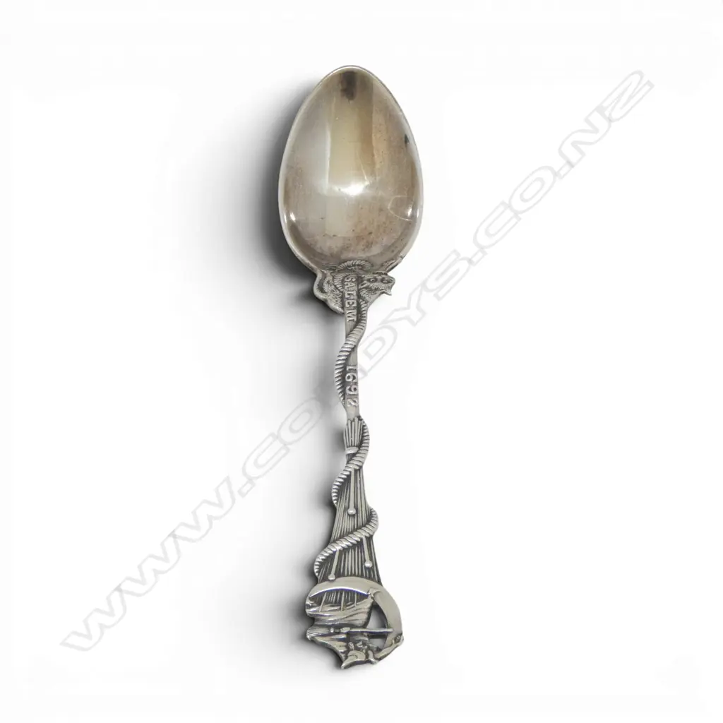 19THC DANIEL LOW STERLING SILVER WITCH SPOON FROM SALEM 14gms Image 1++