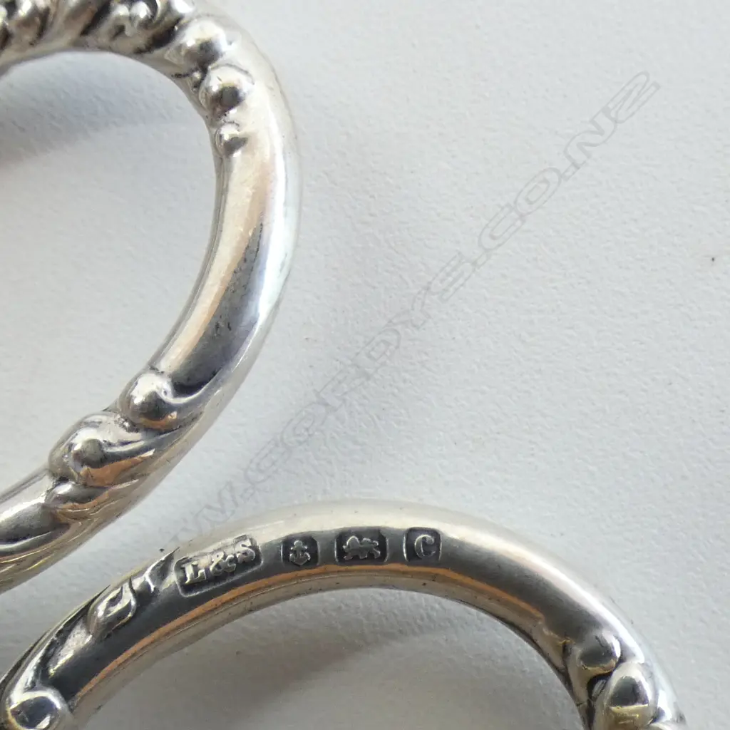 10 PRS SCISSORS, 7 w. STG SILVER HANDLES L.110mm + holder Image 1++
