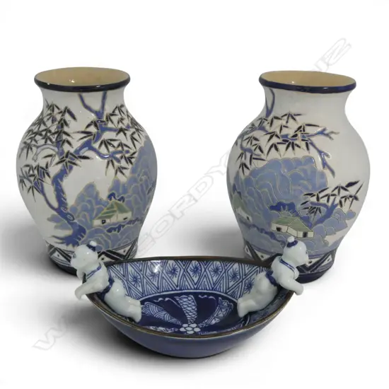 PR ORIENTAL VASES H.225mm + BOWL W.225mm
