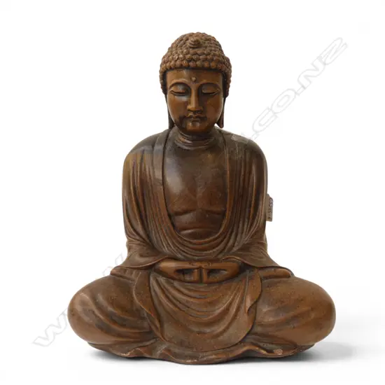 STATUE OF A SEATED BUDDHA resin 300mm h