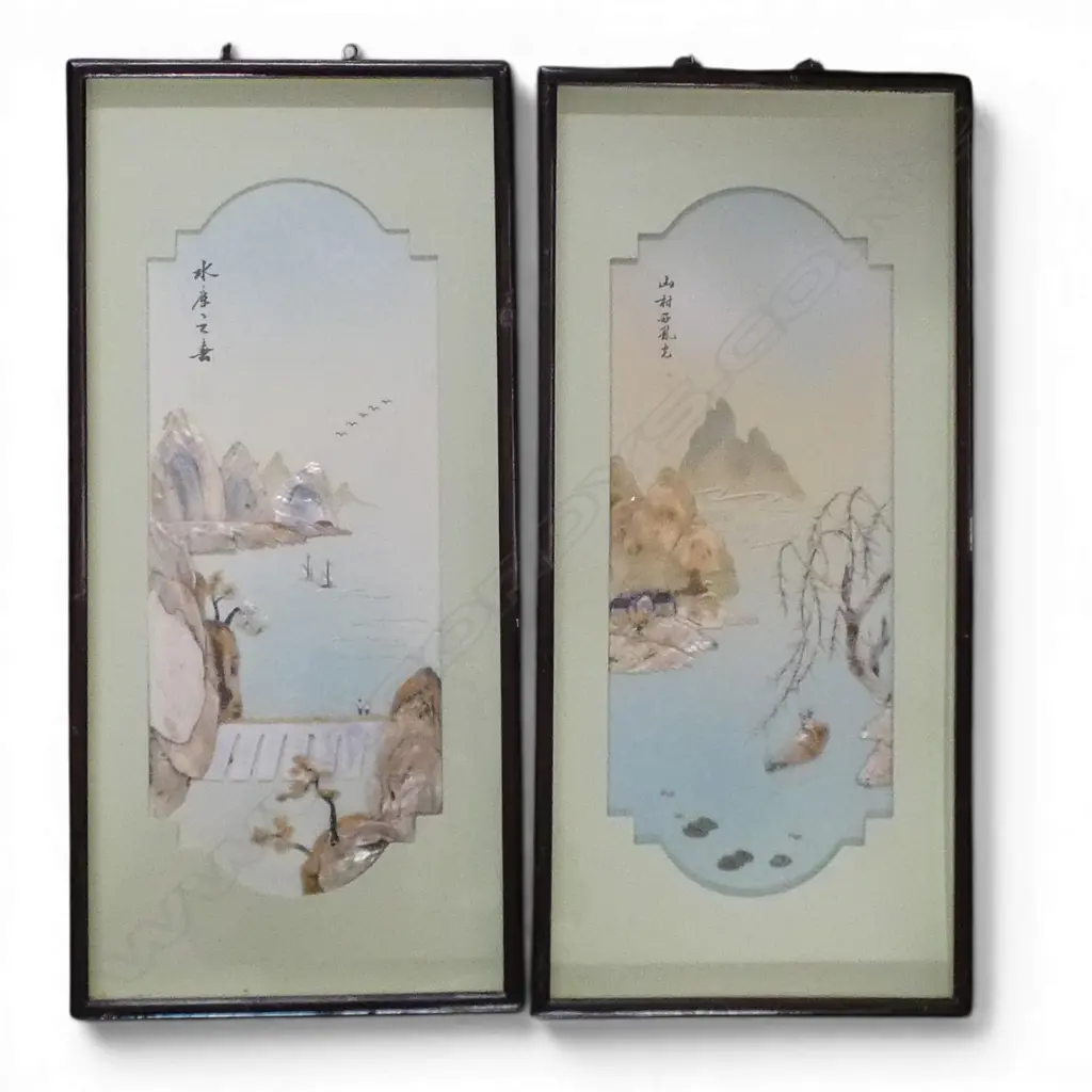 PR OF ORIENTAL SCENE SHELL ARTWORKS, 540 x 250mm Image 1++