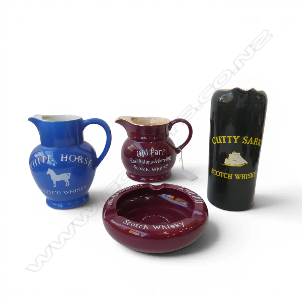 3 ADVERTIZING WHISKY JUGS & ASHTRAY Image 1++