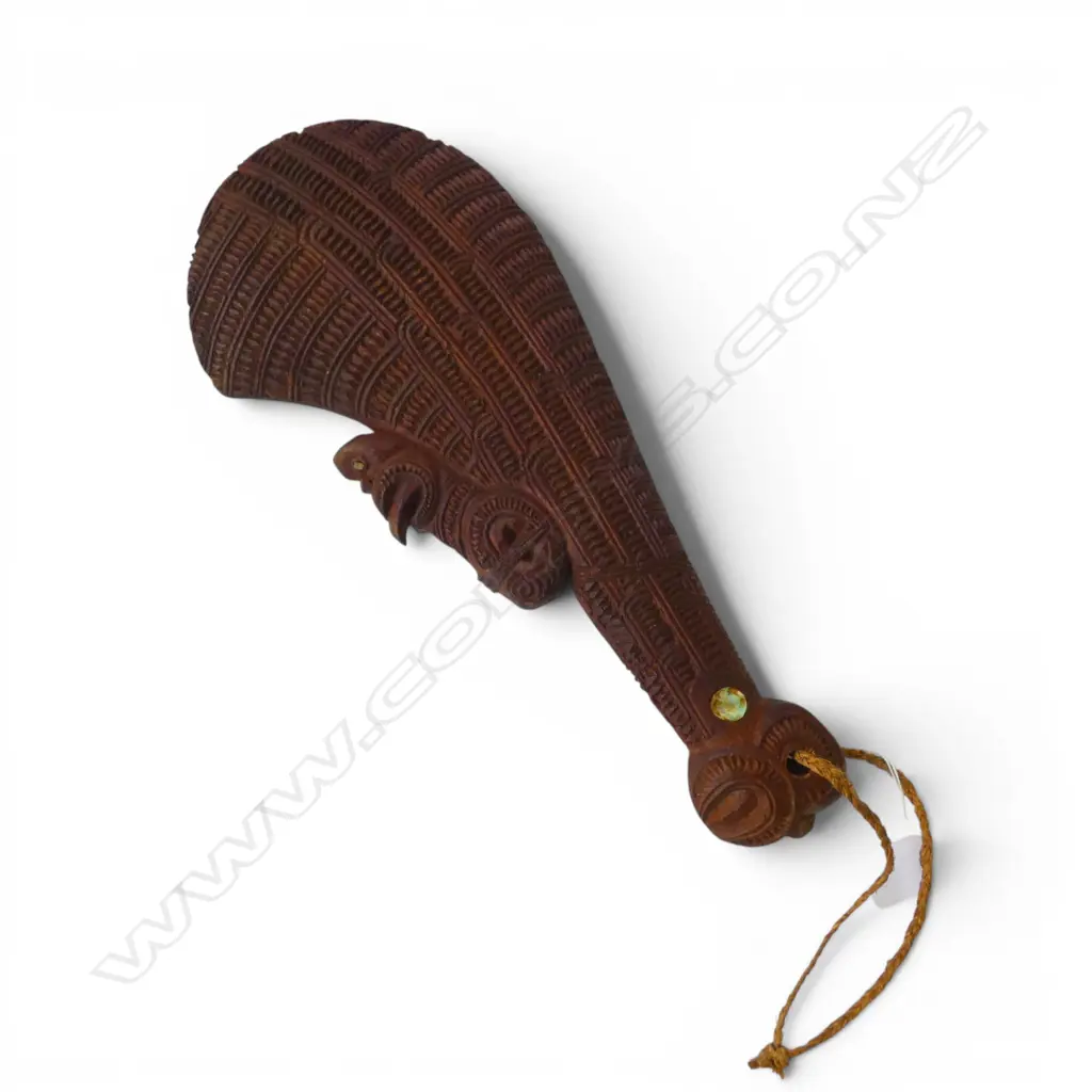 CARVED WOODEN MAORI PATU L.380mm Image 1++