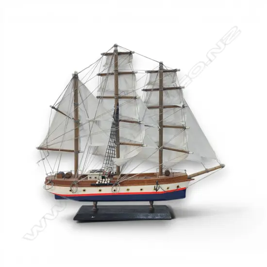 WOODEN MODEL SHIP 440mm h x 500mm l