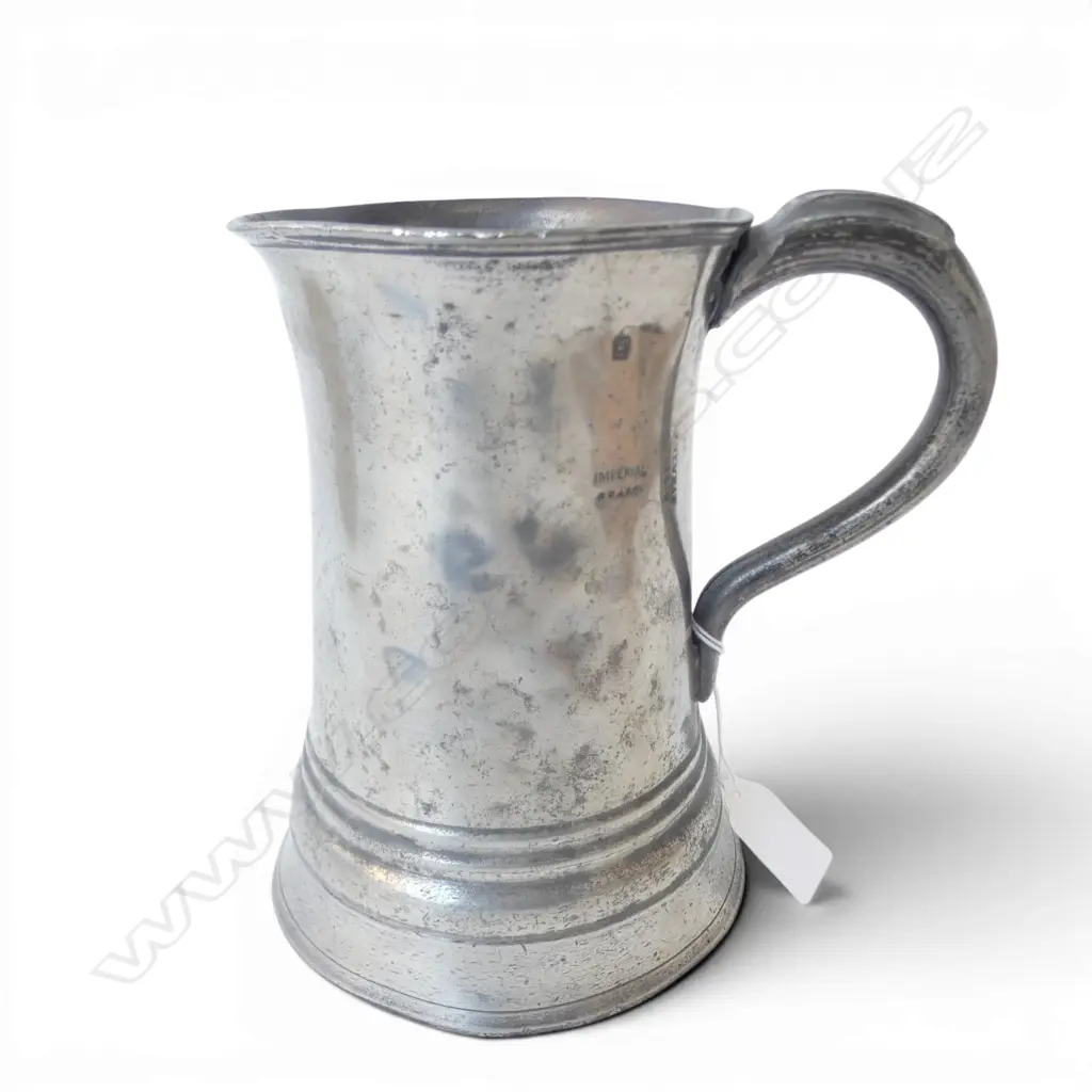 ANTIQUE PEWTER QUART MUG DUBLIN TOUCH MARKS H180MM Image 1++