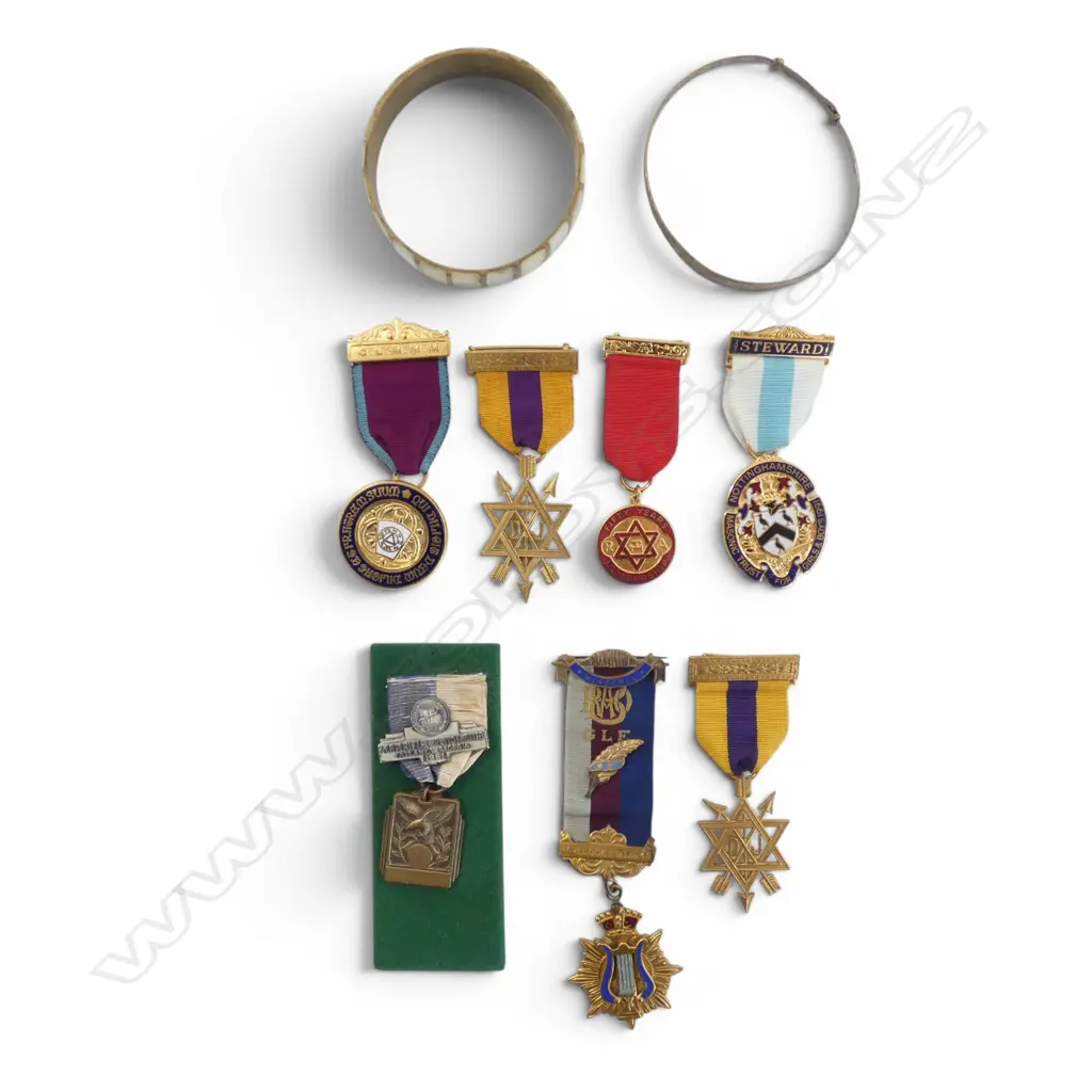 BAG OF LODGE MEDALS & BANGLES  Image 1++