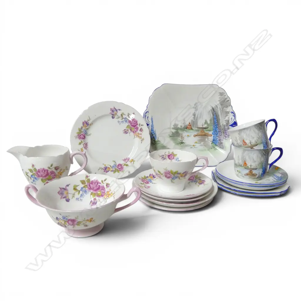 2 SHELLEY CHINA PART SETS ROSES & GARDEN PATS Image 1++
