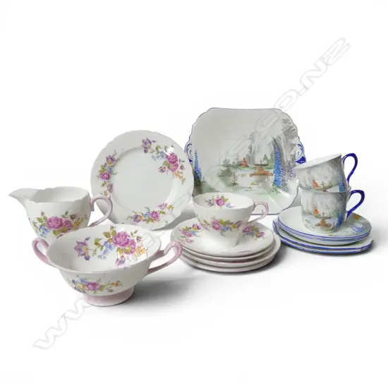 2 SHELLEY CHINA PART SETS ROSES & GARDEN PATS
