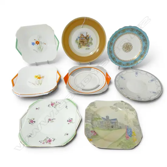 10 SHELLEY CHINA CAKE PLATES MIXED PATS