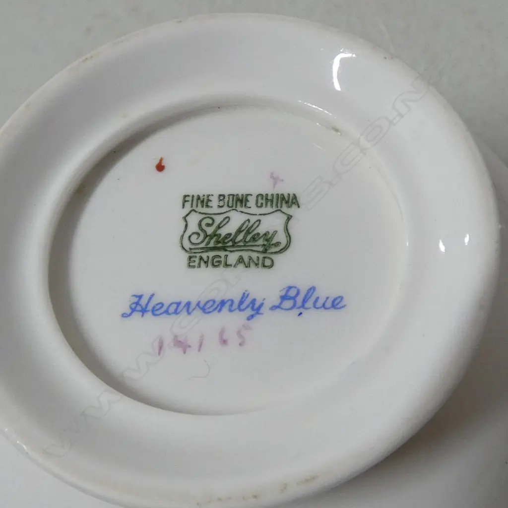 SHELLEY CHINA COFFEE SET COFFEE POT C/SUGAR 6CS BLUE FLORAL PAT Image 1++