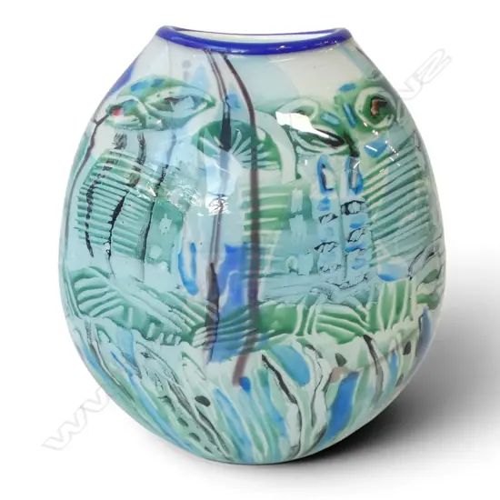 KEITH MAHY ART GLASS VASE, NOT SIGNED H.260mm