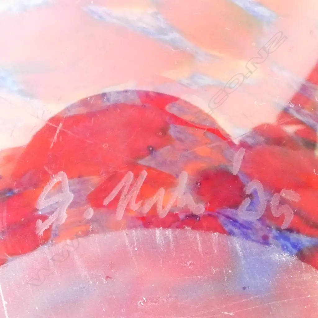 GARRY NASH RED ART GLASS BOWL, SIGNED & DATED '05 H.110mm, 240mm dia Image 1++