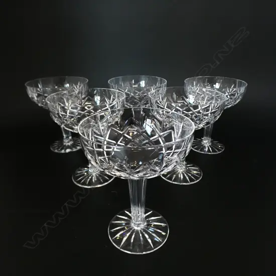 6 CRYSTAL HOLLOW STEM CHAMPAGNE GLASSES H.125mm