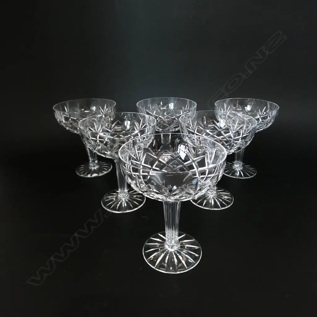 6 CRYSTAL HOLLOW STEM CHAMPAGNE GLASSES H.125mm Image 1++
