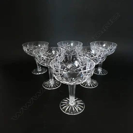 6 CRYSTAL HOLLOW STEM CHAMPAGNE GLASSES H.125mm