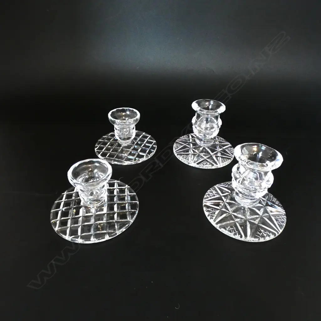 TWO PAIRS VINTAGE CUT CRYSTAL CANDLE HOLDERS, D.95MM Image 1++