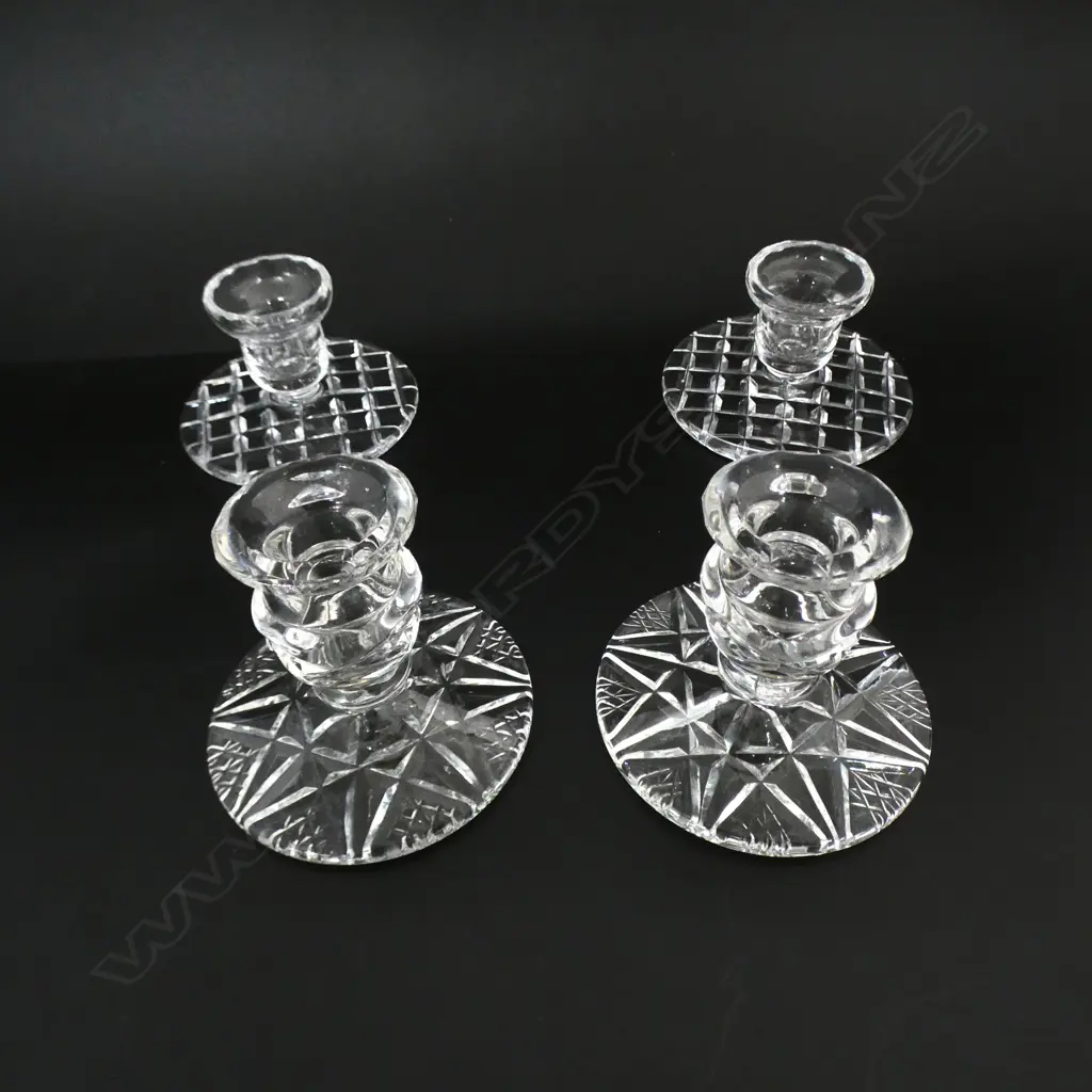TWO PAIRS VINTAGE CUT CRYSTAL CANDLE HOLDERS, D.95MM Image 1++