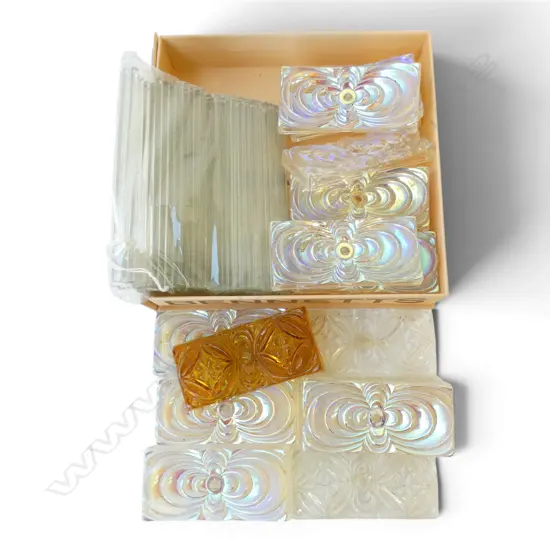 VINTAGE OPALESCENT GLASS FITTINGS 13+4 AND 100+ GLASS RODS, L.105MM L.145MM