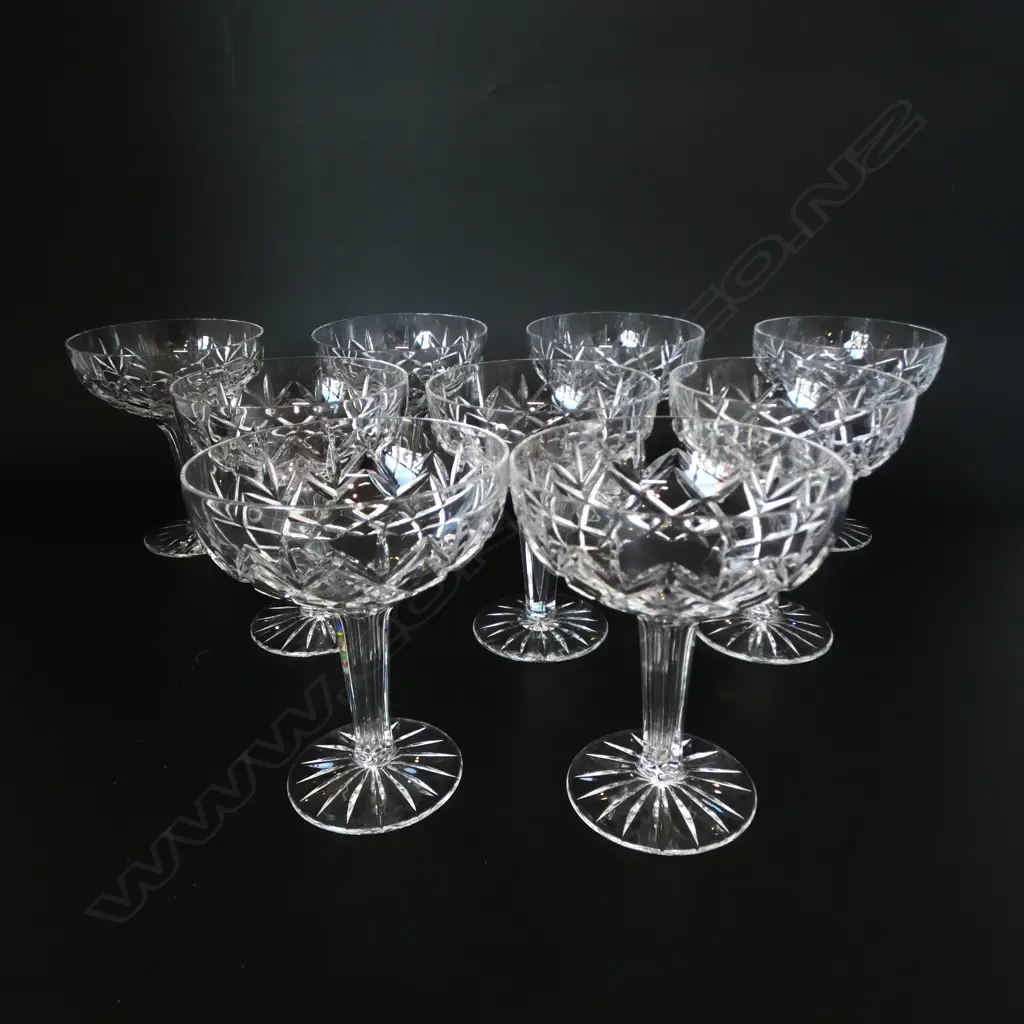 9 CRYSTAL HOLLOW STEM CHAMPAGNE GLASSES H.125mm Image 1++