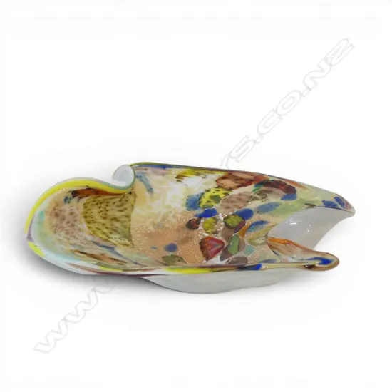1960’S MURANO ‘TUTTI-FRUTTI’ GLASS BOWL SILVER CONFETTI INCLUSIONS, L.235MM