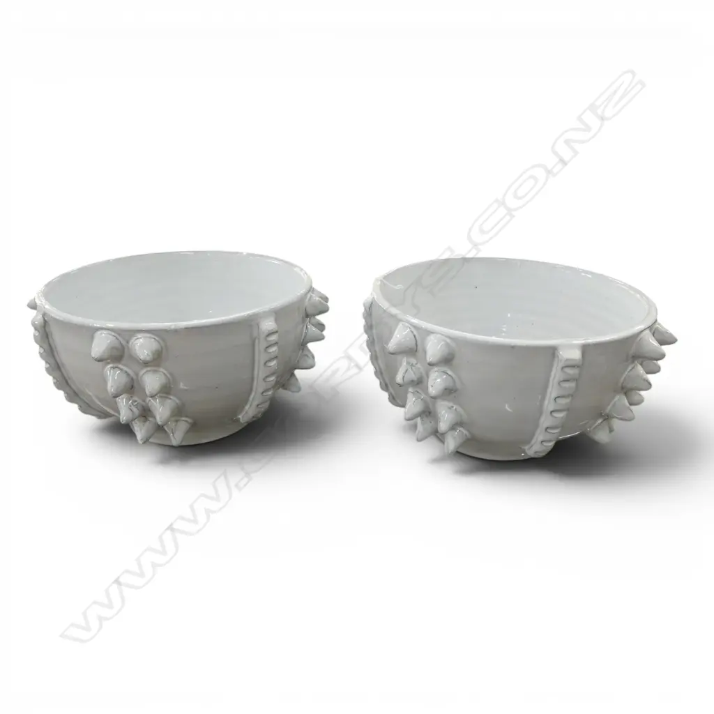 PR LE FORGE WHITE GLAZED POTTERY BOWLS H.140mm, 230mm dia Image 1++