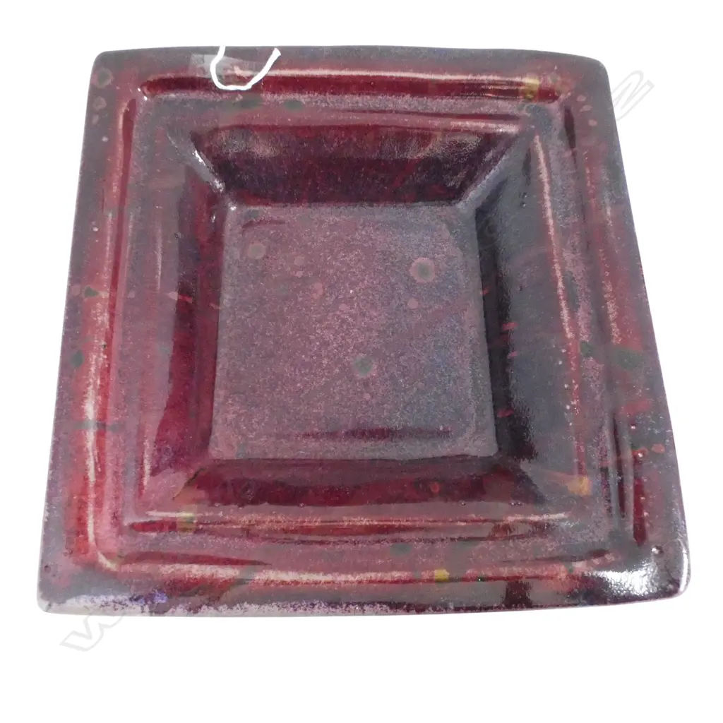 DOREEN BLUMHARDT BURGANDY SQUARE PLATTER, Dia.265mm Image 1++