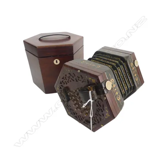 VICTORIAN CONCERTINA in FITTED MAHOGANY CASE