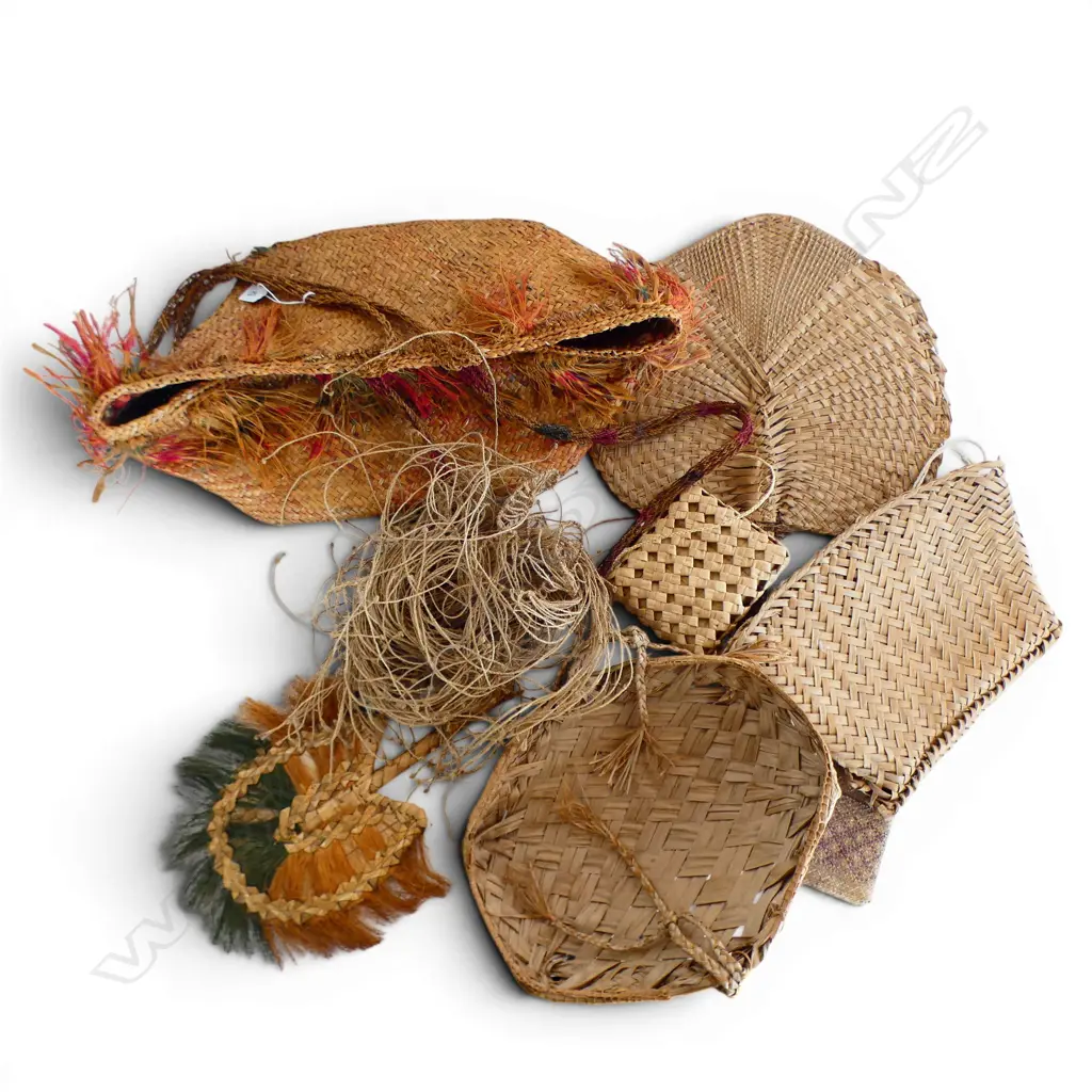 COLLECTION OF WOVEN BAGS AND FANS Image 1++