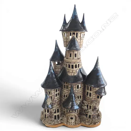 STUDIO POTTERY FAIRYTALE CASTLE LAMP BY JENNY & JOHN BLACKLOCK H.500mm