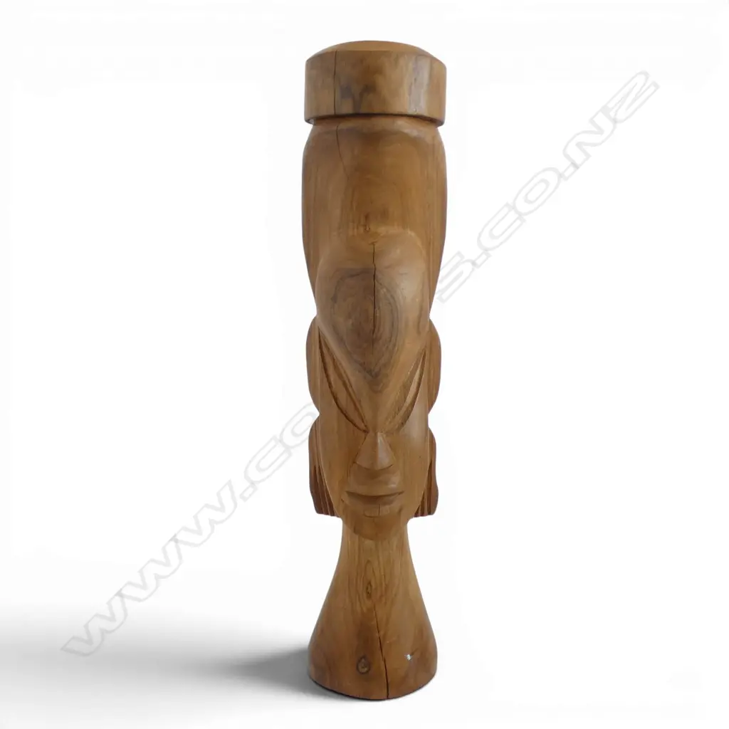 HAND CARVED WOODEN POLYNESIAN  CARVED HEAD 46CM Image 1++