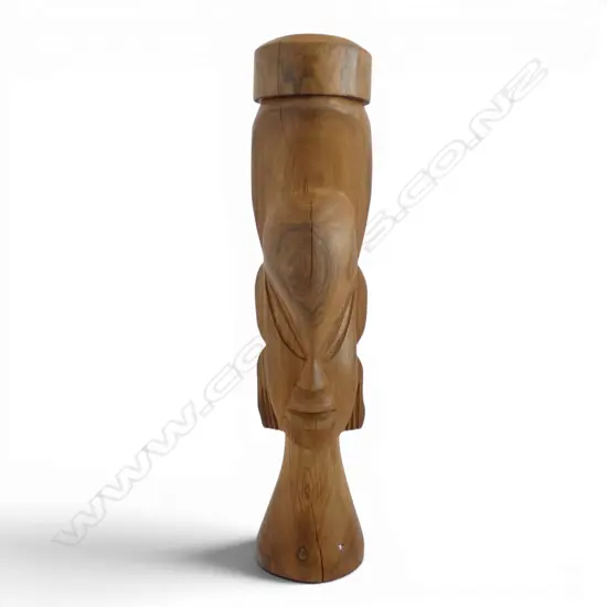 HAND CARVED WOODEN POLYNESIAN  CARVED HEAD 46CM