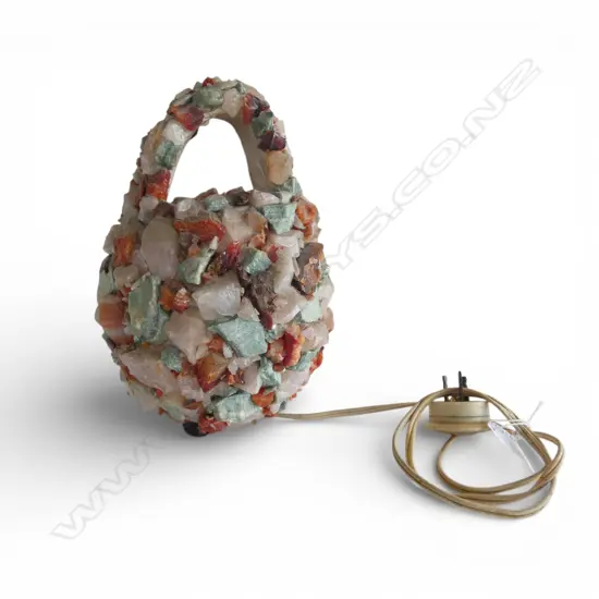 VINTAGE COLOURED ROCK CHIP LAMP BASKET H.225mm