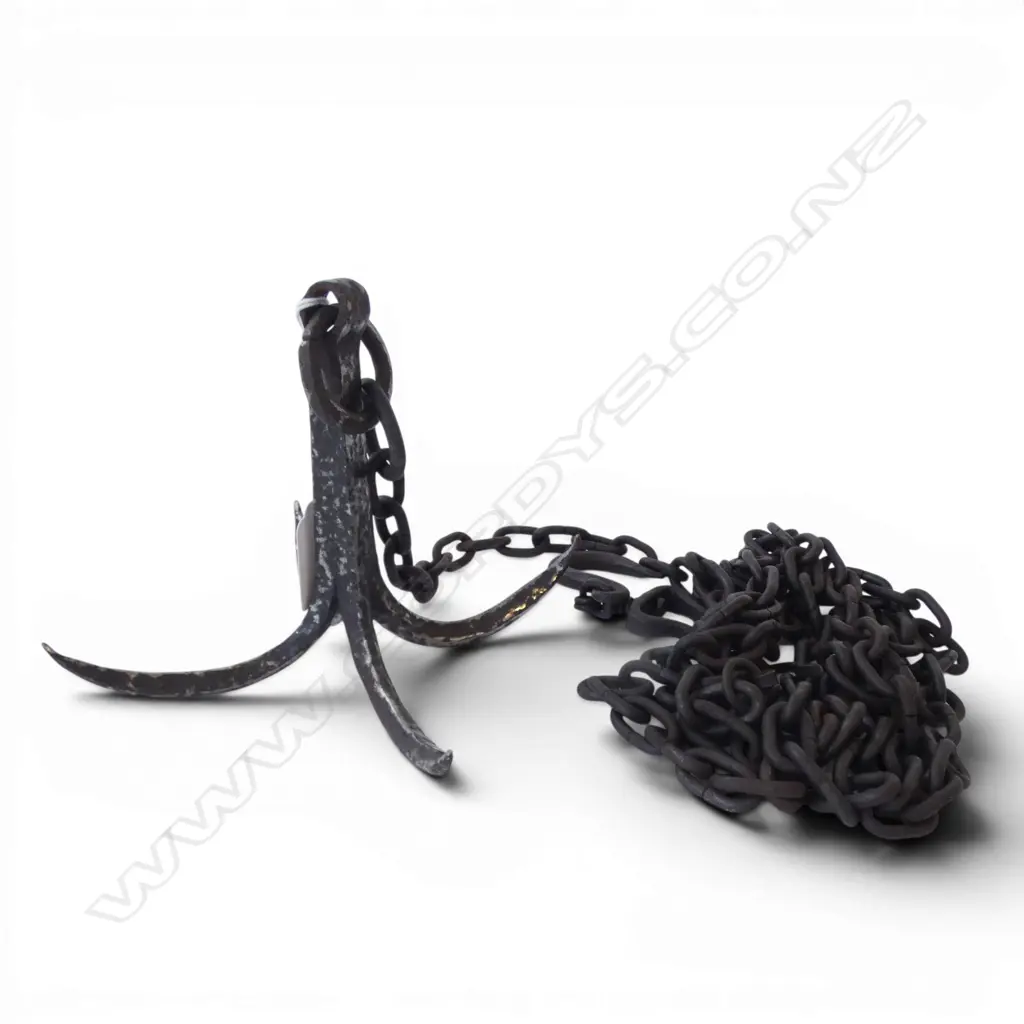 OLD JAPANESE NINJUTSU GRAPPLING HOOK  147 MM W/ CHAIN 2300 MM Image 1++