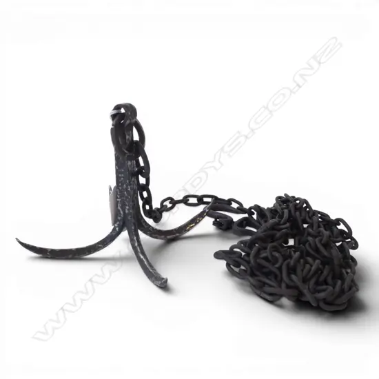OLD JAPANESE NINJUTSU GRAPPLING HOOK  147 MM W/ CHAIN 2300 MM