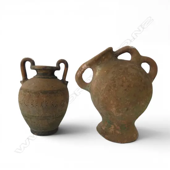 2 TERRACOTTA WINE JUGS H360MM TALLEST
