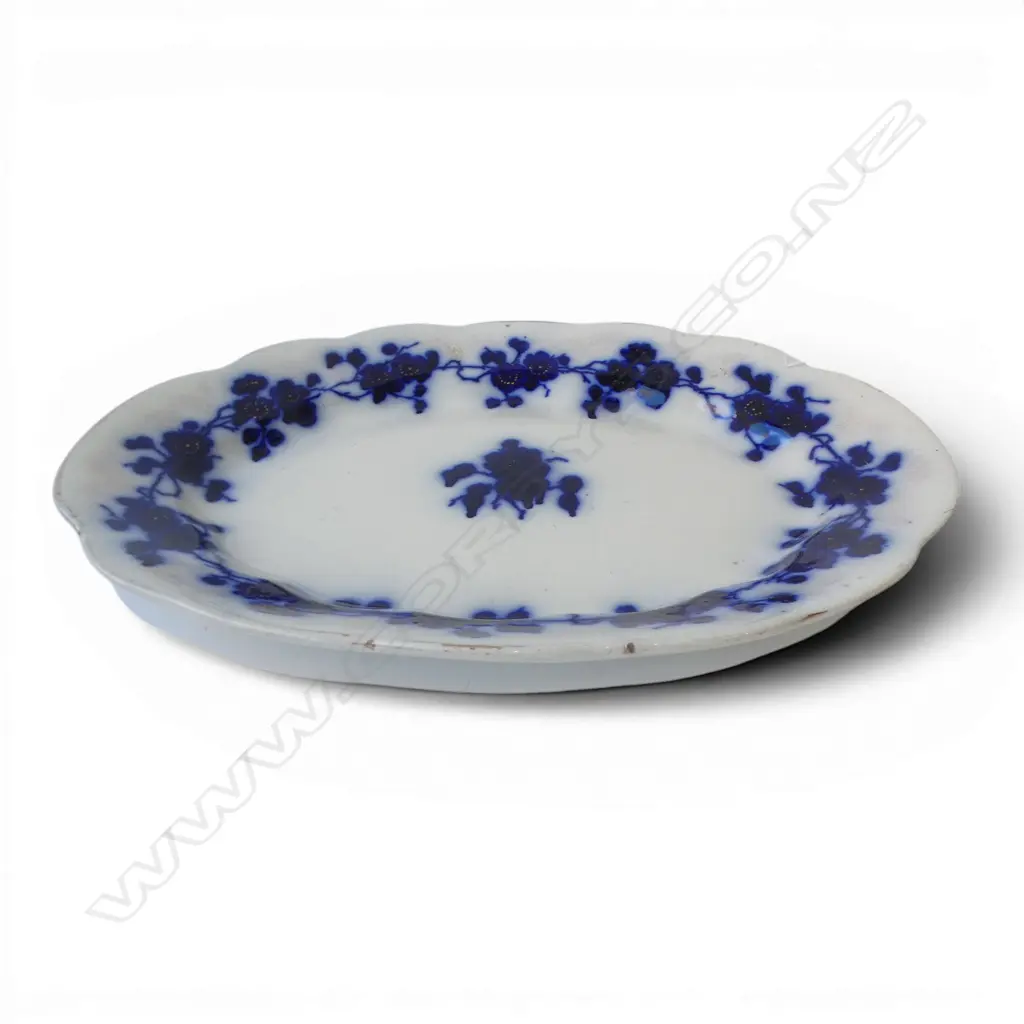 ANTIQUE FLOW BLUE ASHET W.410mm Image 1++