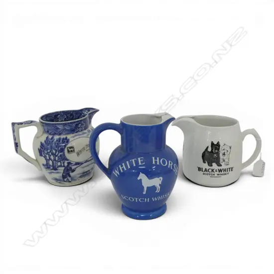 3 WHISKY ADVERTIZING JUGS H140MM