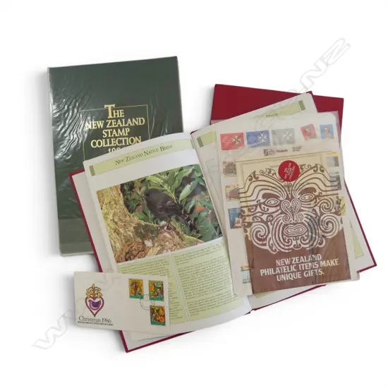 2 NEW ZEALAND STAMP COLLECTION ALBUMS 1985 - 86  + CHRISTMAS 1986 FDC