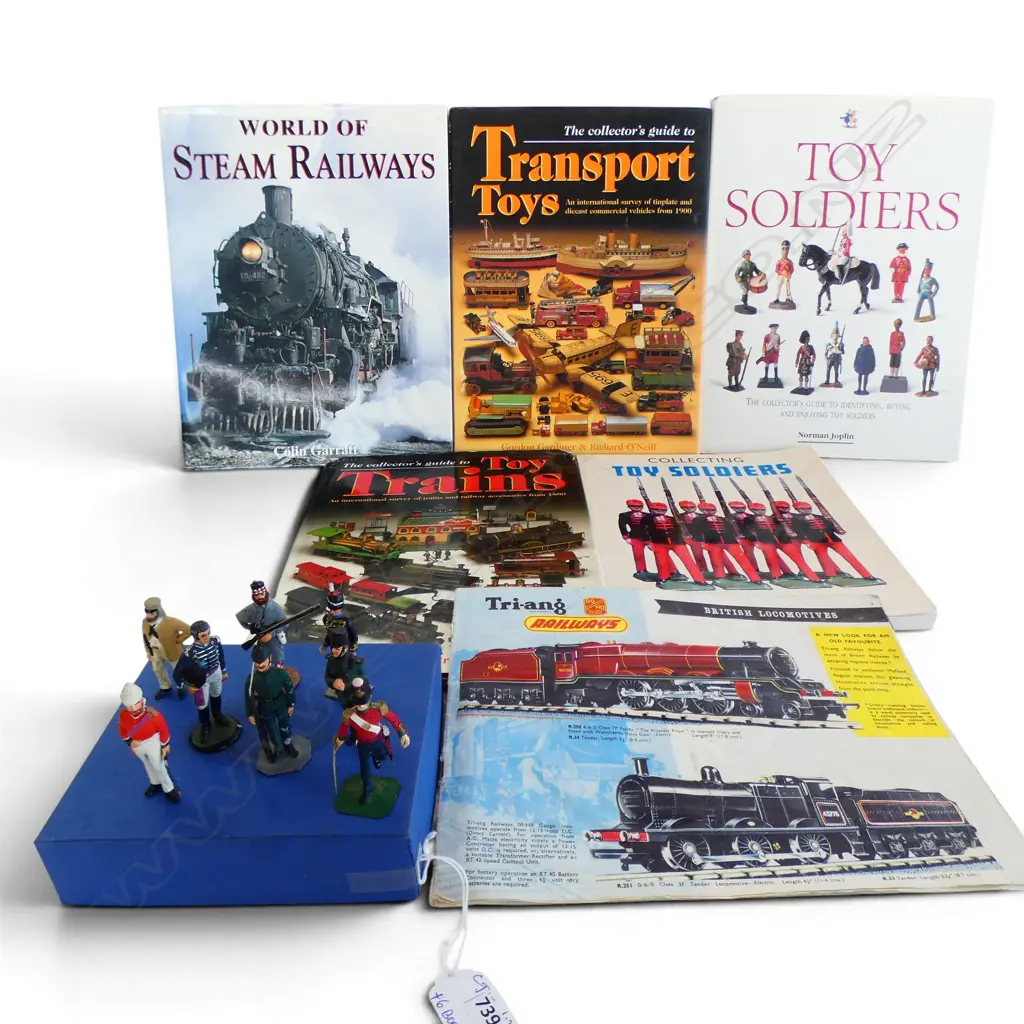 6 BOOKS; TOY SOLDIERS & TRAINS + 8 LEAD SOLDIERS Image 1++