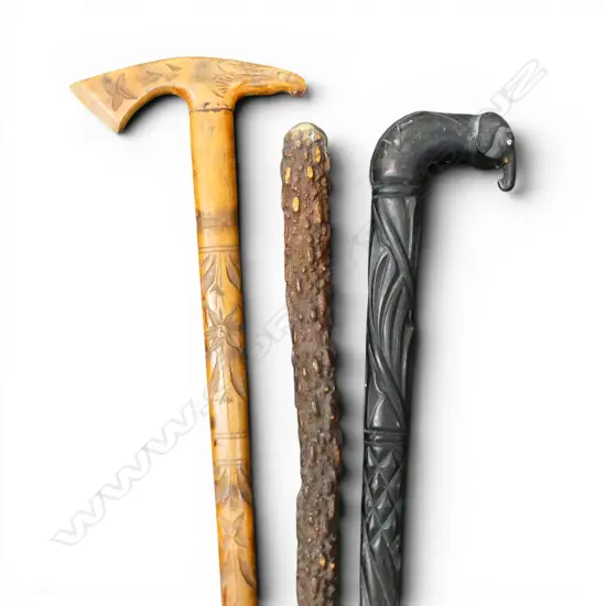 3 WOODEN WALKING STICKS L.910mm
