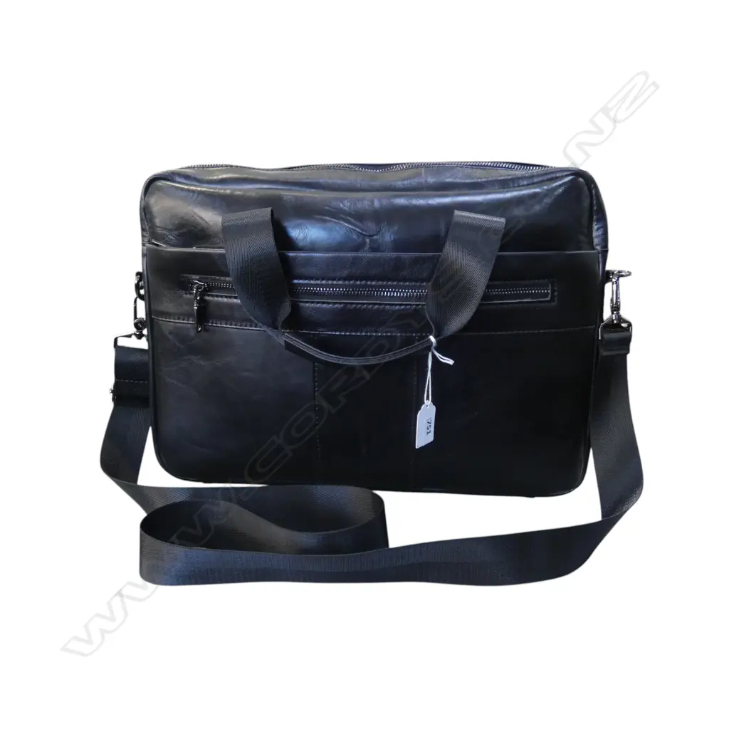 BLACK LEATHER BAG W.400mm Image 1++