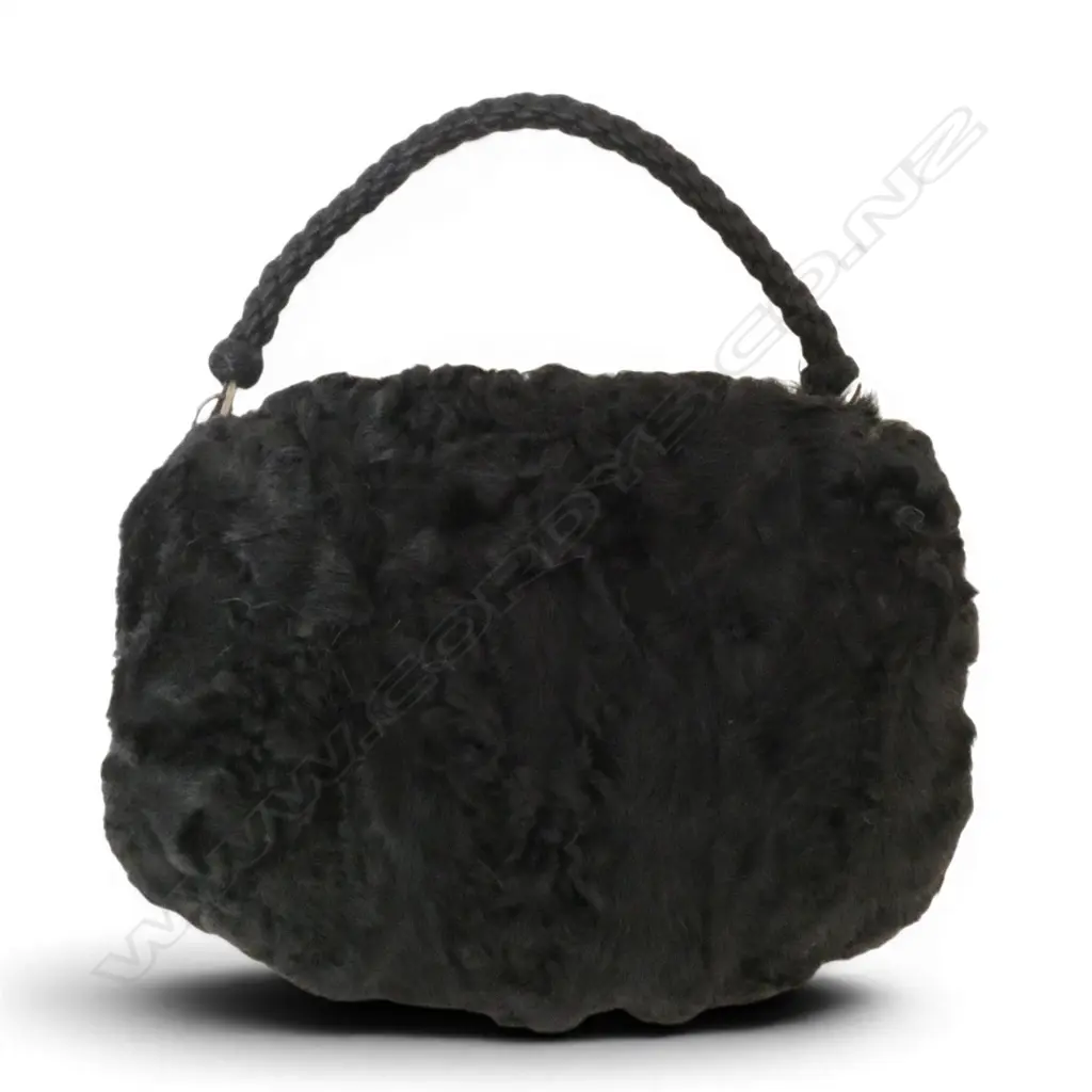 VINTAGE BLACK ASTRAKHAN MUFF Image 1++