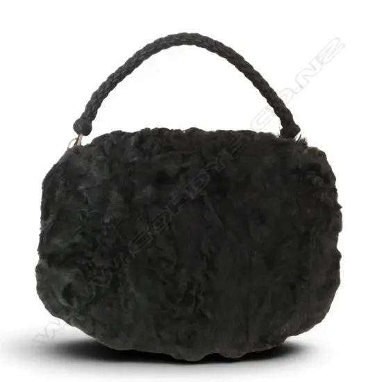 VINTAGE BLACK ASTRAKHAN MUFF