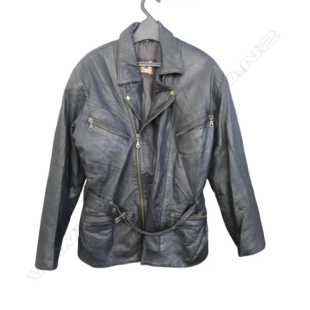 VINTAGE BLACK LEATHER JACKET, MADE IN PAKISTAN Image 1++